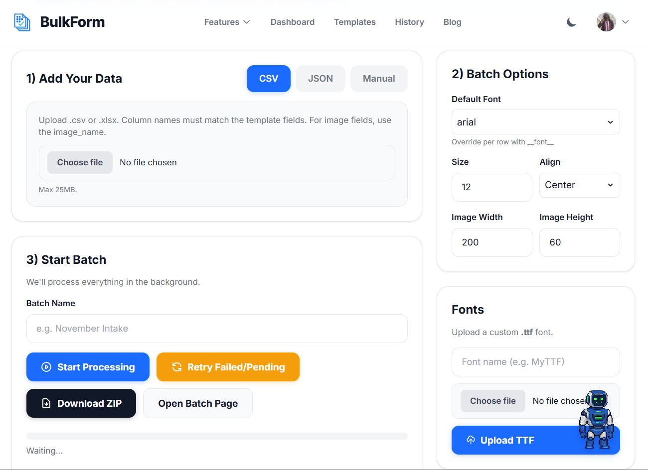 BulkForm batch automation interface